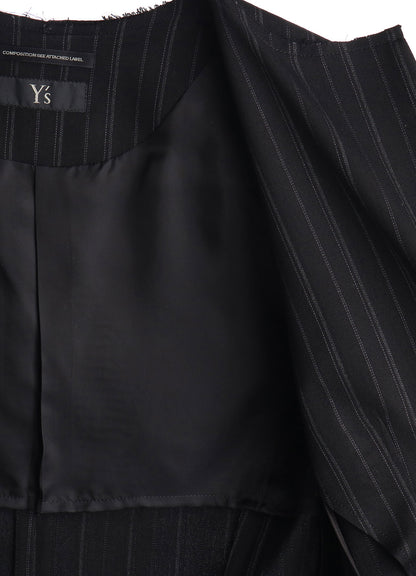 RY/ STRIPE COLLARLESS SHORT JACKET