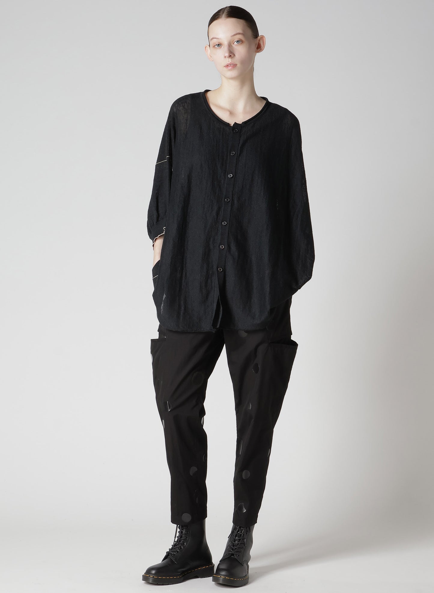 JERSEY 1/2 SLEEVE BIG CARDIGAN