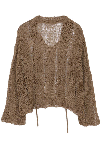 PLAID LOOSE-KNIT LONG SLEEVE PULLOVER