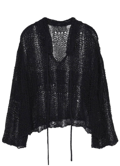 PLAID LOOSE-KNIT LONG SLEEVE PULLOVER