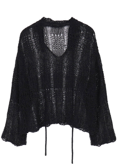 PLAID LOOSE-KNIT LONG SLEEVE PULLOVER