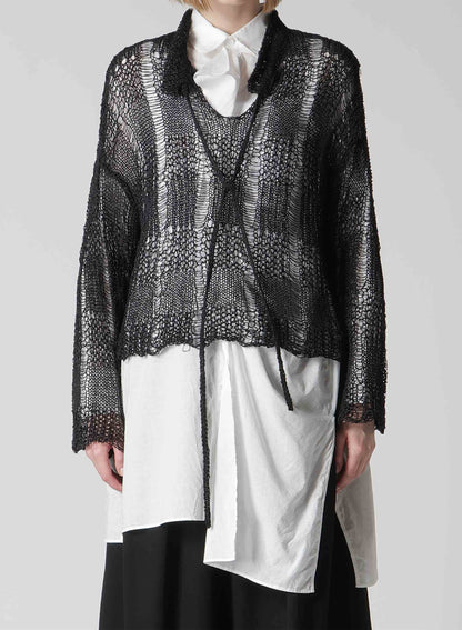 PLAID LOOSE-KNIT LONG SLEEVE PULLOVER