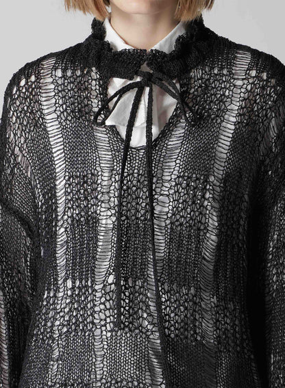 PLAID LOOSE-KNIT LONG SLEEVE PULLOVER