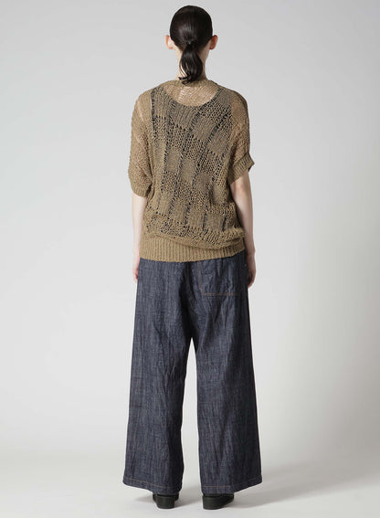 PLAID LOOSE-KNIT ASYMMETRIC DRAPE PULLOVER