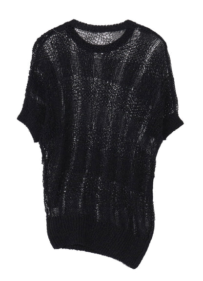 PLAID LOOSE-KNIT ASYMMETRIC DRAPE PULLOVER