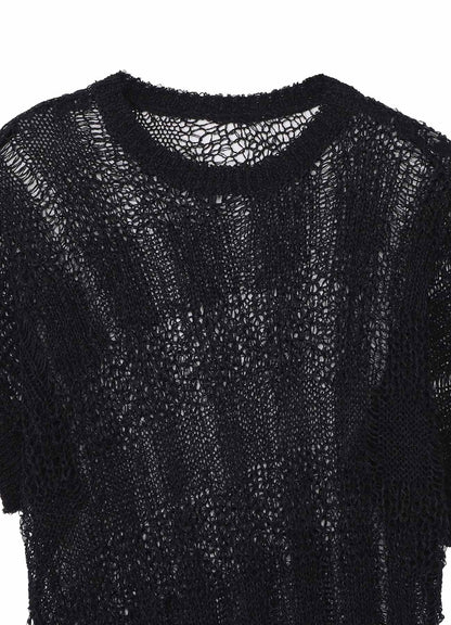 PLAID LOOSE-KNIT ASYMMETRIC DRAPE PULLOVER