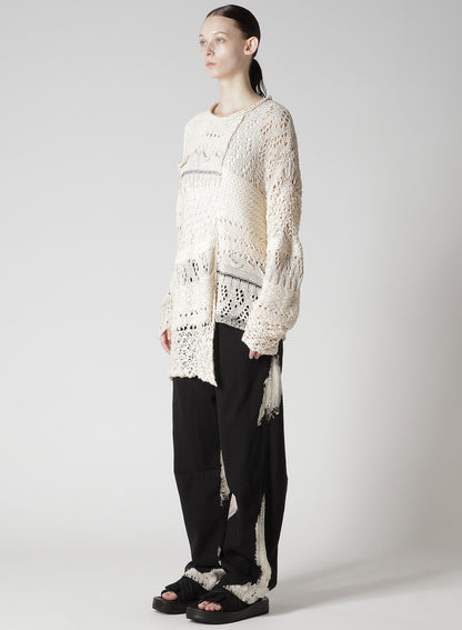 MIXED-MATERIAL LONG-SLEEVE PULLOVER