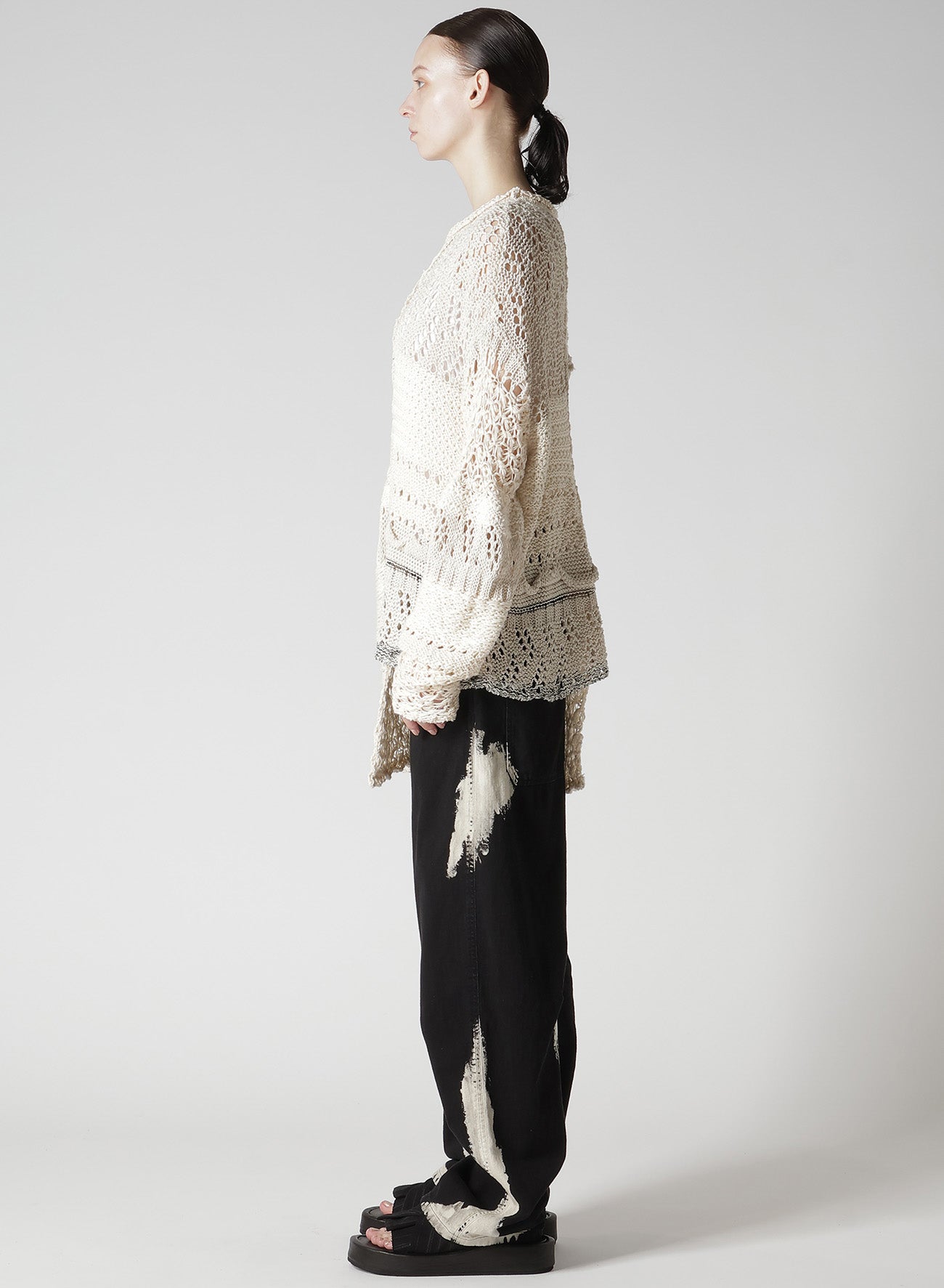 MIXED-MATERIAL LONG-SLEEVE PULLOVER