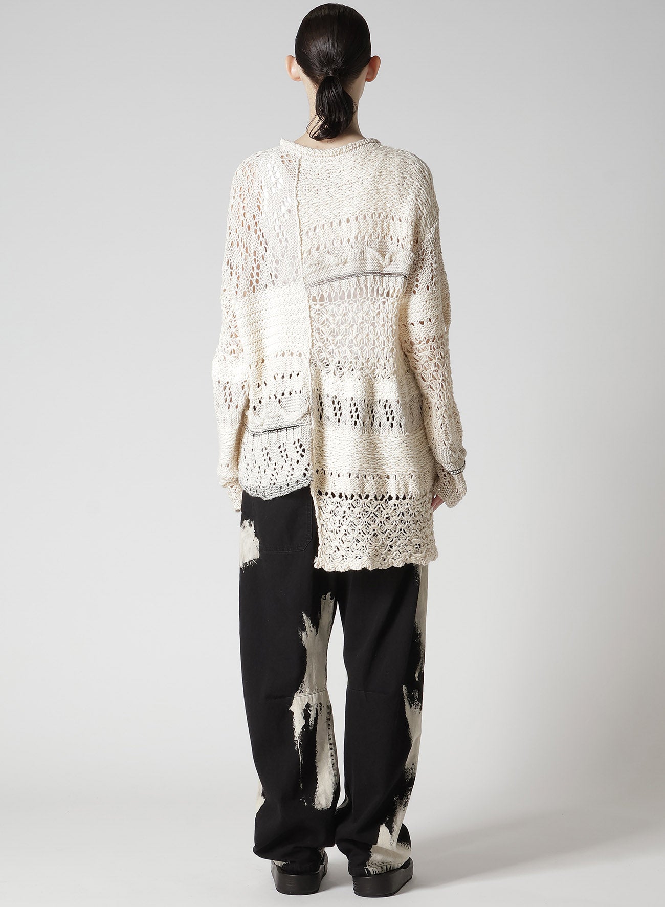 MIXED-MATERIAL LONG-SLEEVE PULLOVER