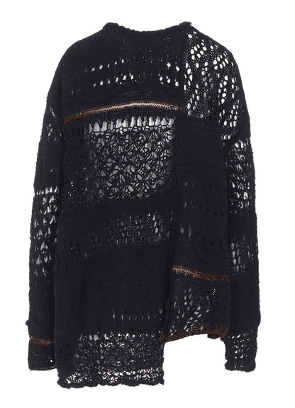 MIXED-MATERIAL LONG-SLEEVE PULLOVER