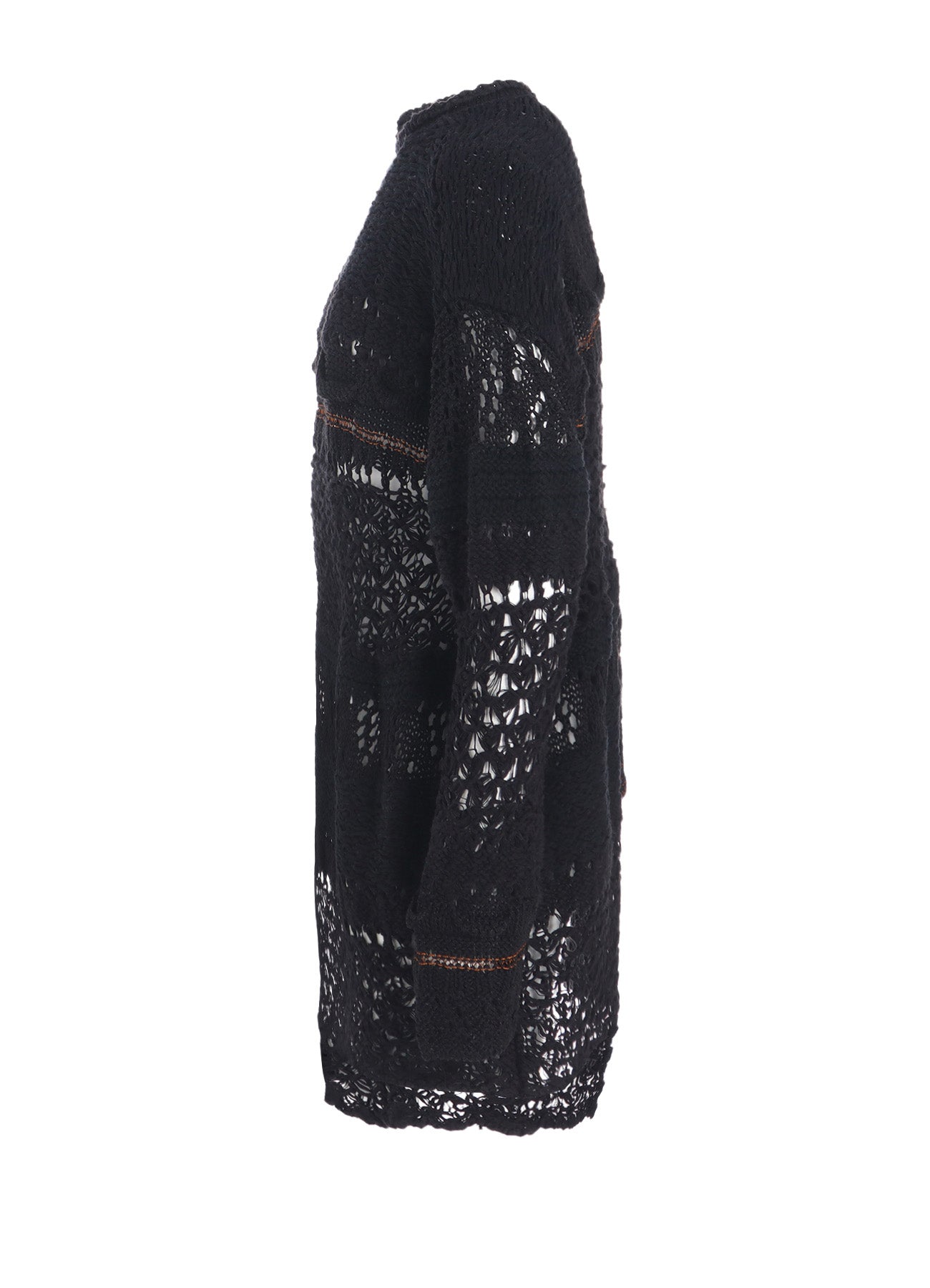 MIXED-MATERIAL LONG-SLEEVE PULLOVER