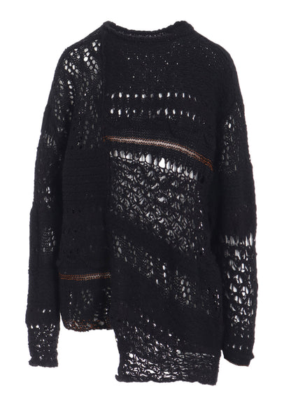 MIXED-MATERIAL LONG-SLEEVE PULLOVER