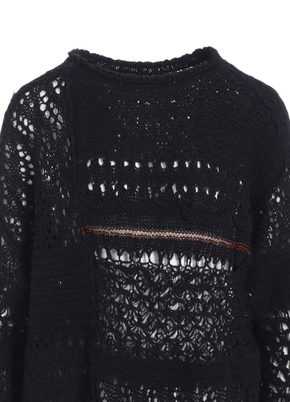 MIXED-MATERIAL LONG-SLEEVE PULLOVER