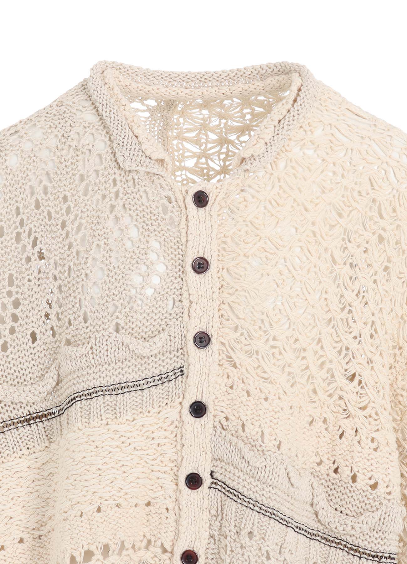 MIXED-MATERIAL CROPPED CARDIGAN