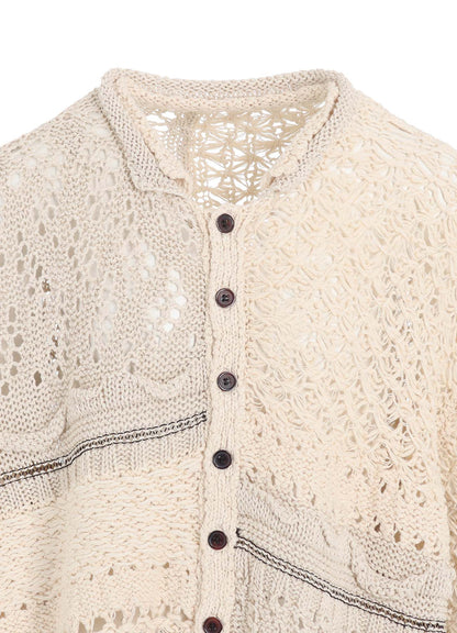 MIXED-MATERIAL CROPPED CARDIGAN