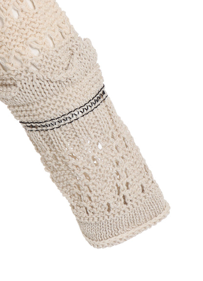 MIXED-MATERIAL CROPPED CARDIGAN