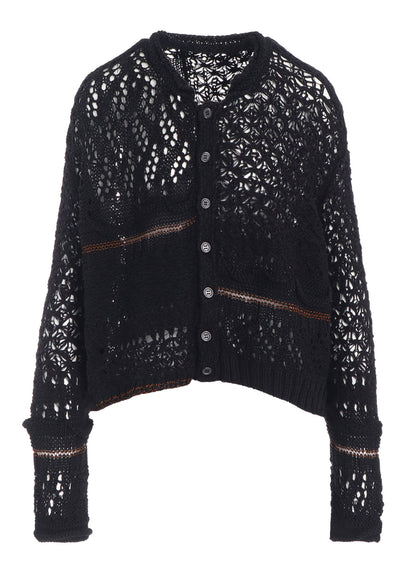 MIXED-MATERIAL CROPPED CARDIGAN