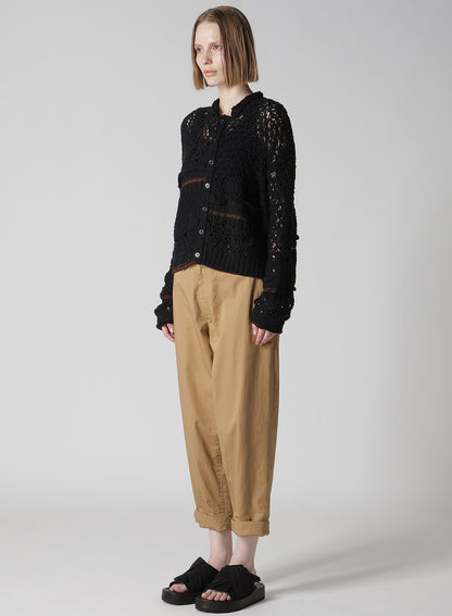 MIXED-MATERIAL CROPPED CARDIGAN