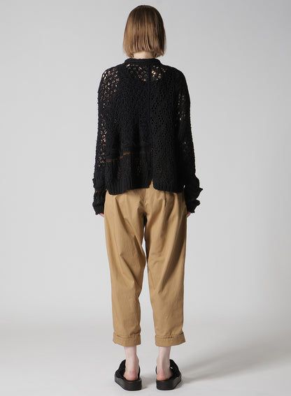 MIXED-MATERIAL CROPPED CARDIGAN