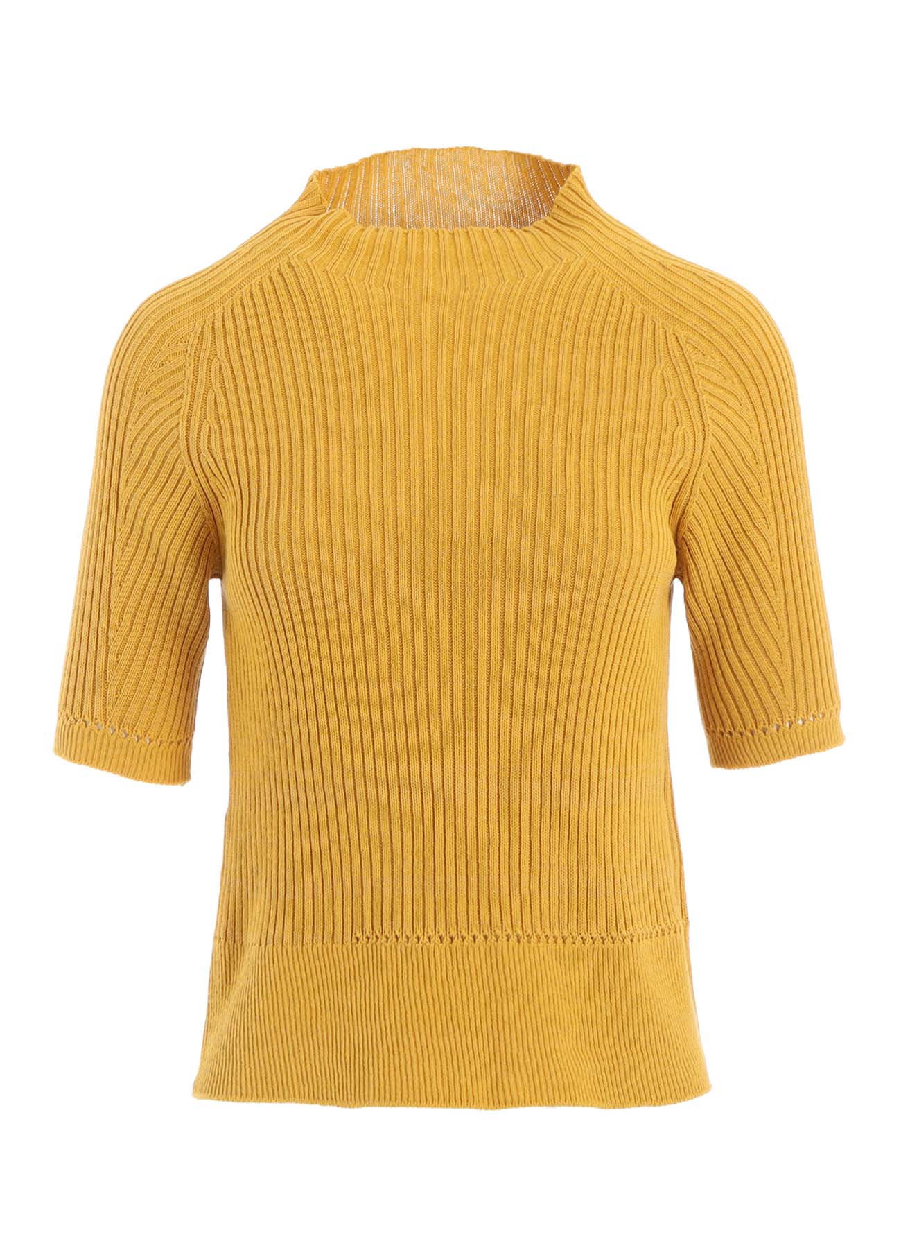 RIB EYELET HALF-SLEEVE KNIT