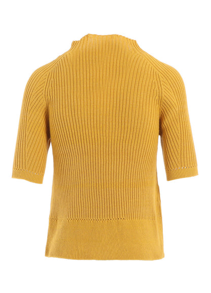 RIB EYELET HALF-SLEEVE KNIT