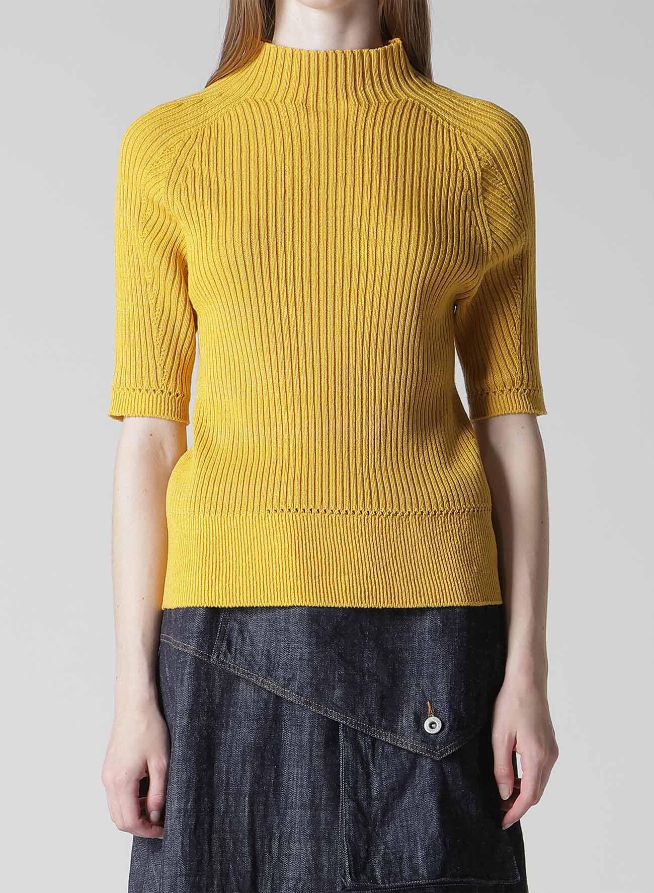 RIB EYELET HALF-SLEEVE KNIT
