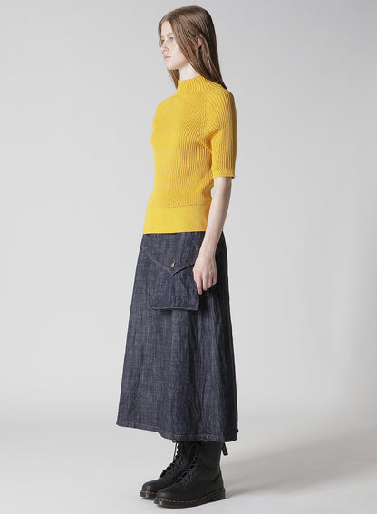 RIB EYELET HALF-SLEEVE KNIT