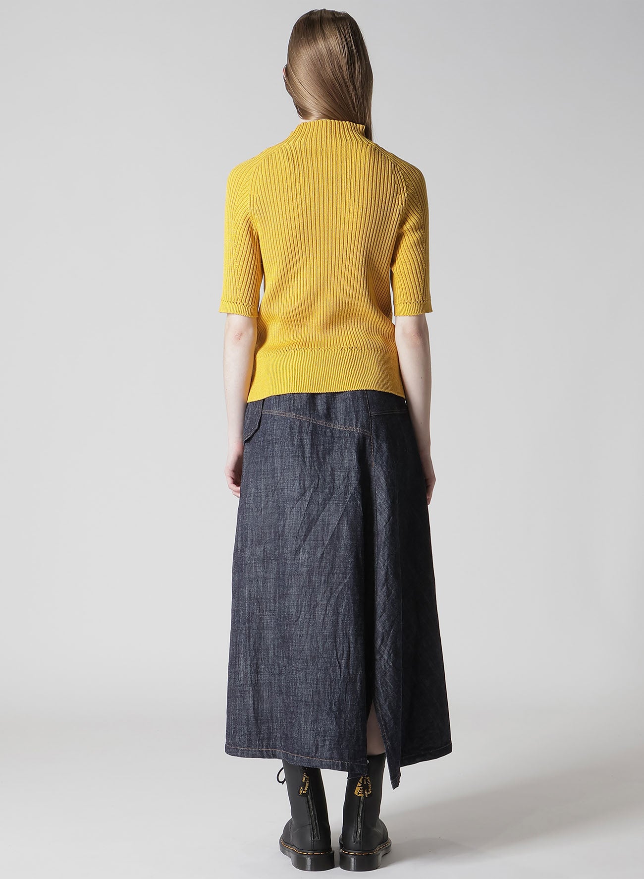 RIB EYELET HALF-SLEEVE KNIT