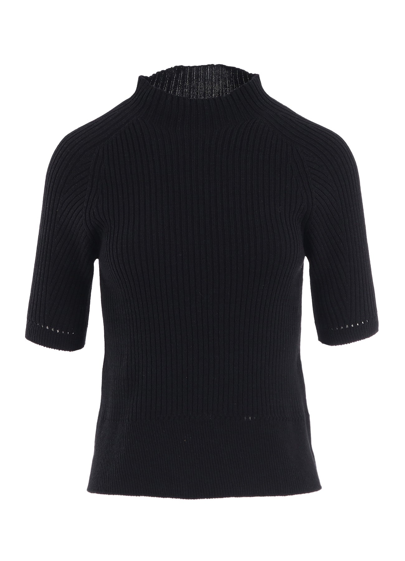 RIB EYELET HALF-SLEEVE KNIT