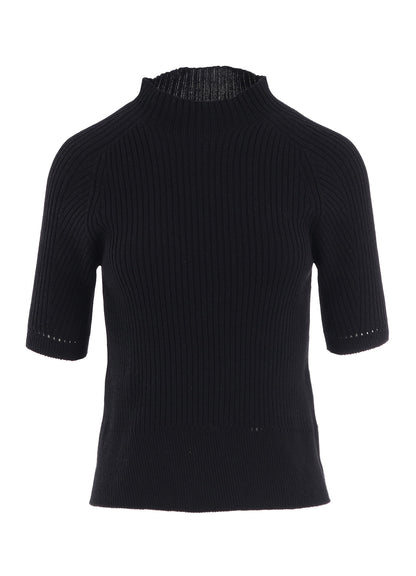 RIB EYELET HALF-SLEEVE KNIT