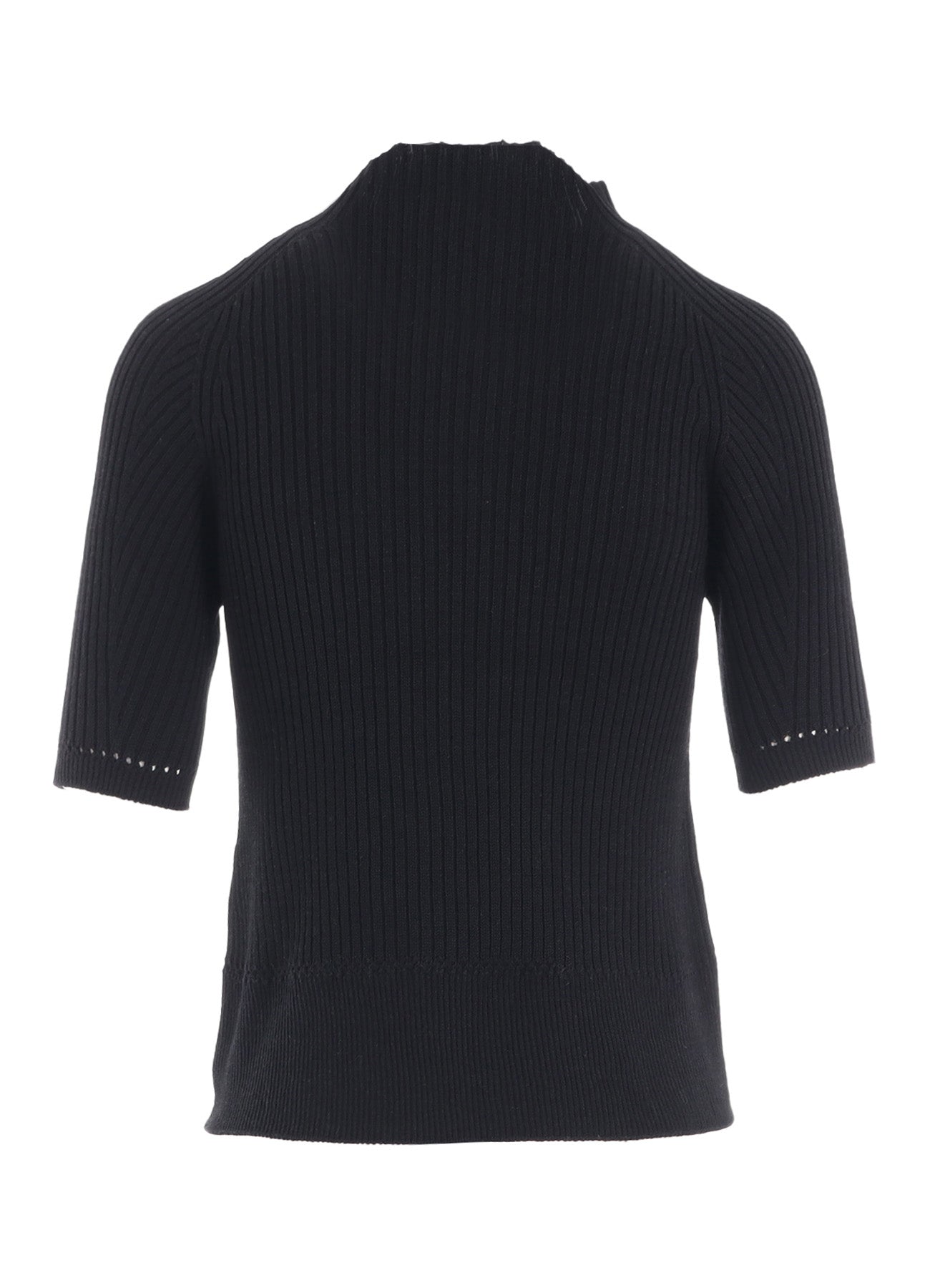 RIB EYELET HALF-SLEEVE KNIT