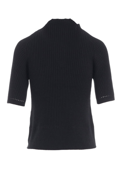 RIB EYELET HALF-SLEEVE KNIT