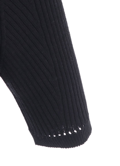 RIB EYELET HALF-SLEEVE KNIT