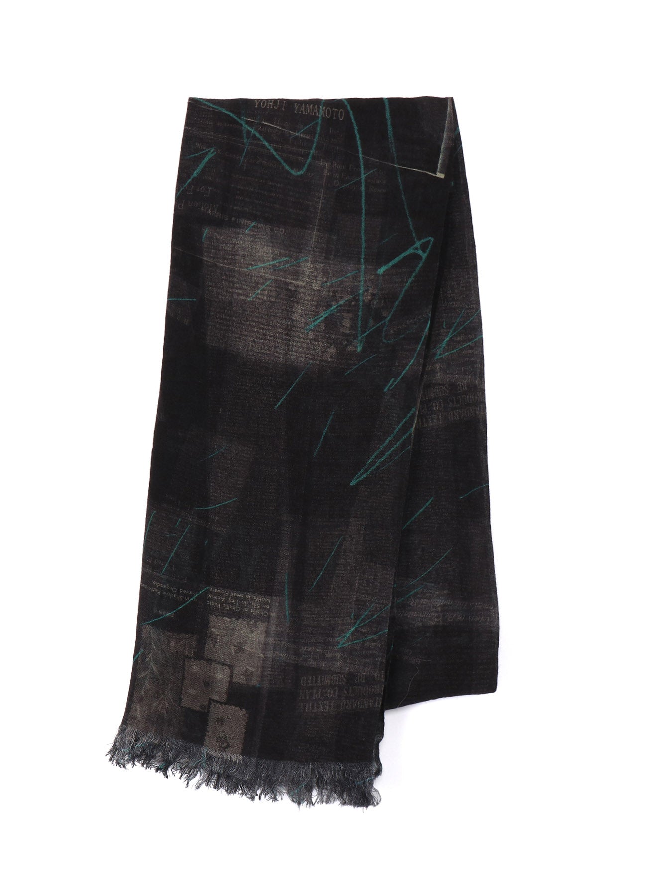 RAYON/LINEN NEWSPAPER PRINT SCARF