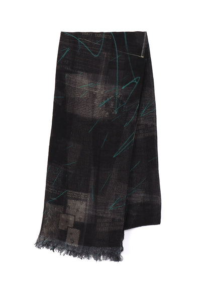 RAYON/LINEN NEWSPAPER PRINT SCARF