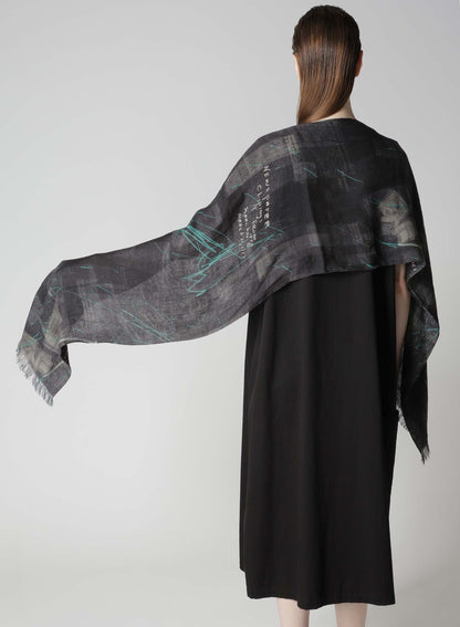 RAYON/LINEN NEWSPAPER PRINT SCARF