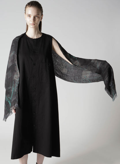 RAYON/LINEN NEWSPAPER PRINT SCARF