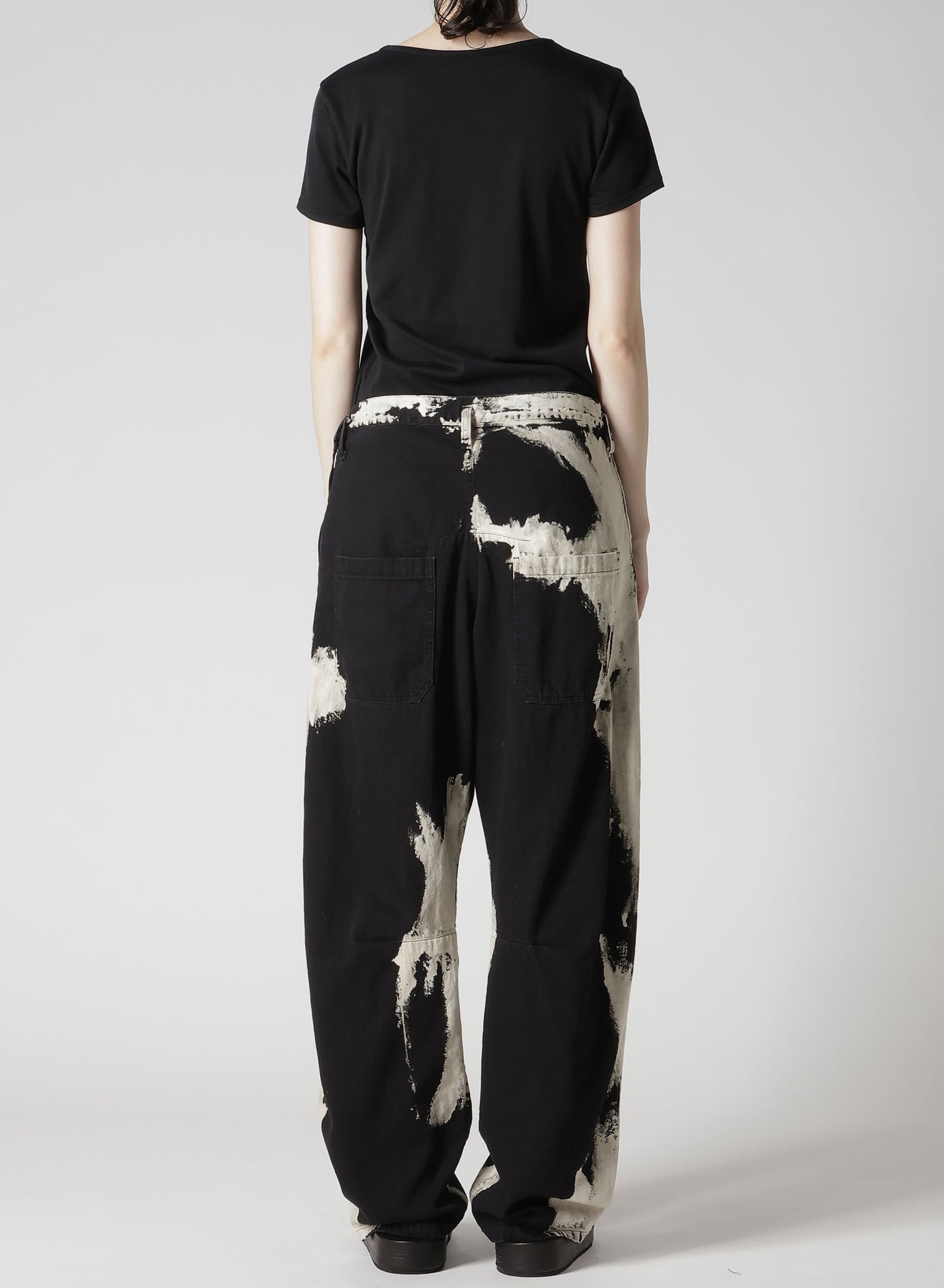 8OZ DENIM BRUSH BLEACH WIDE PANTS