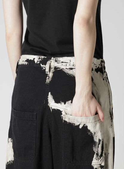 8OZ DENIM BRUSH BLEACH WIDE PANTS