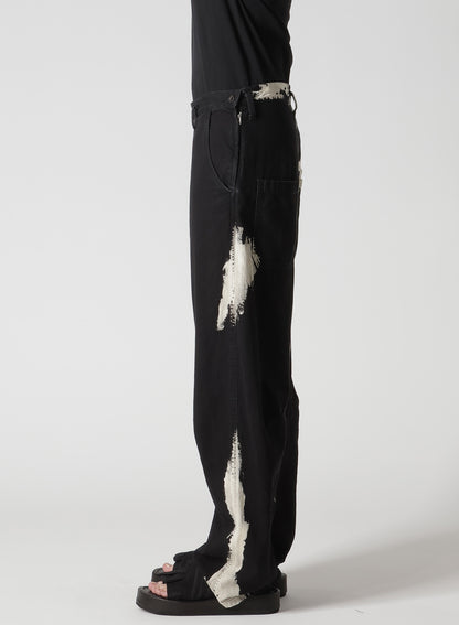 8OZ DENIM BRUSH BLEACH WIDE PANTS
