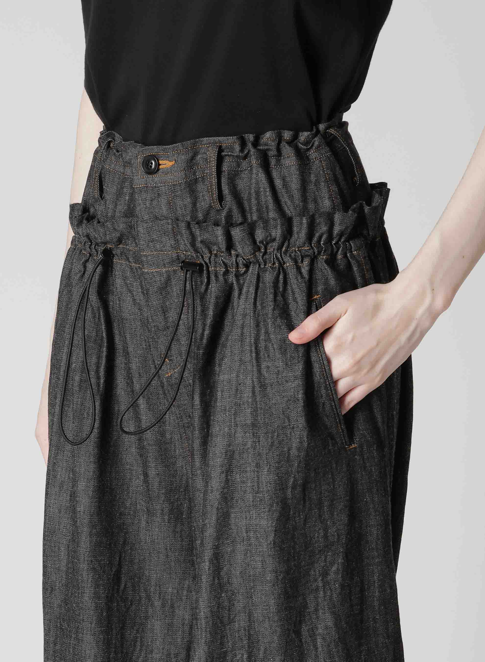 6OZ DENIM DOUBLE ELASTIC WAIST PANTS – THE SHOP YOHJI YAMAMOTO