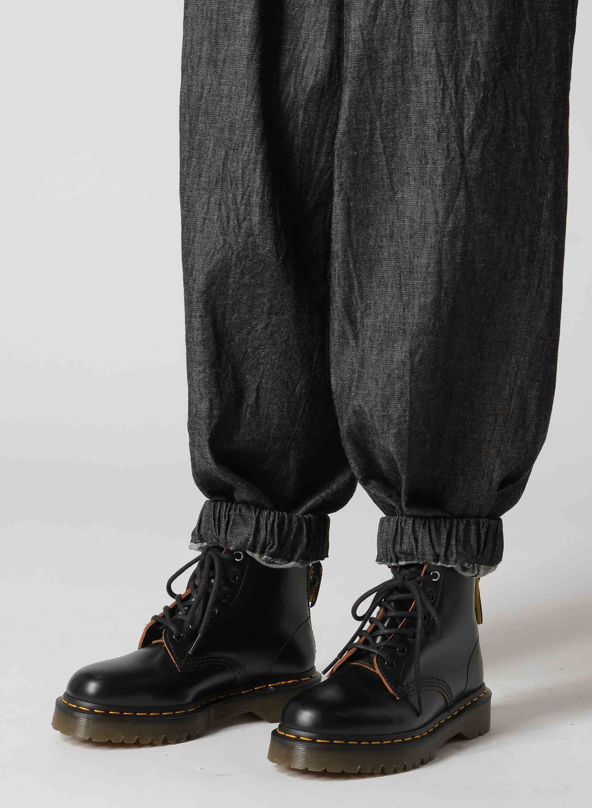 6OZ DENIM DOUBLE ELASTIC WAIST PANTS – THE SHOP YOHJI YAMAMOTO