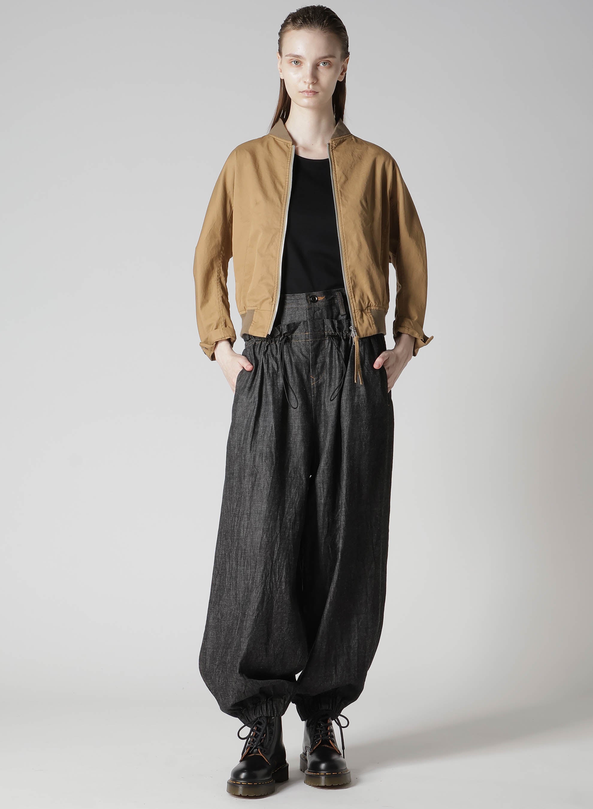6OZ DENIM DOUBLE ELASTIC WAIST PANTS – THE SHOP YOHJI YAMAMOTO