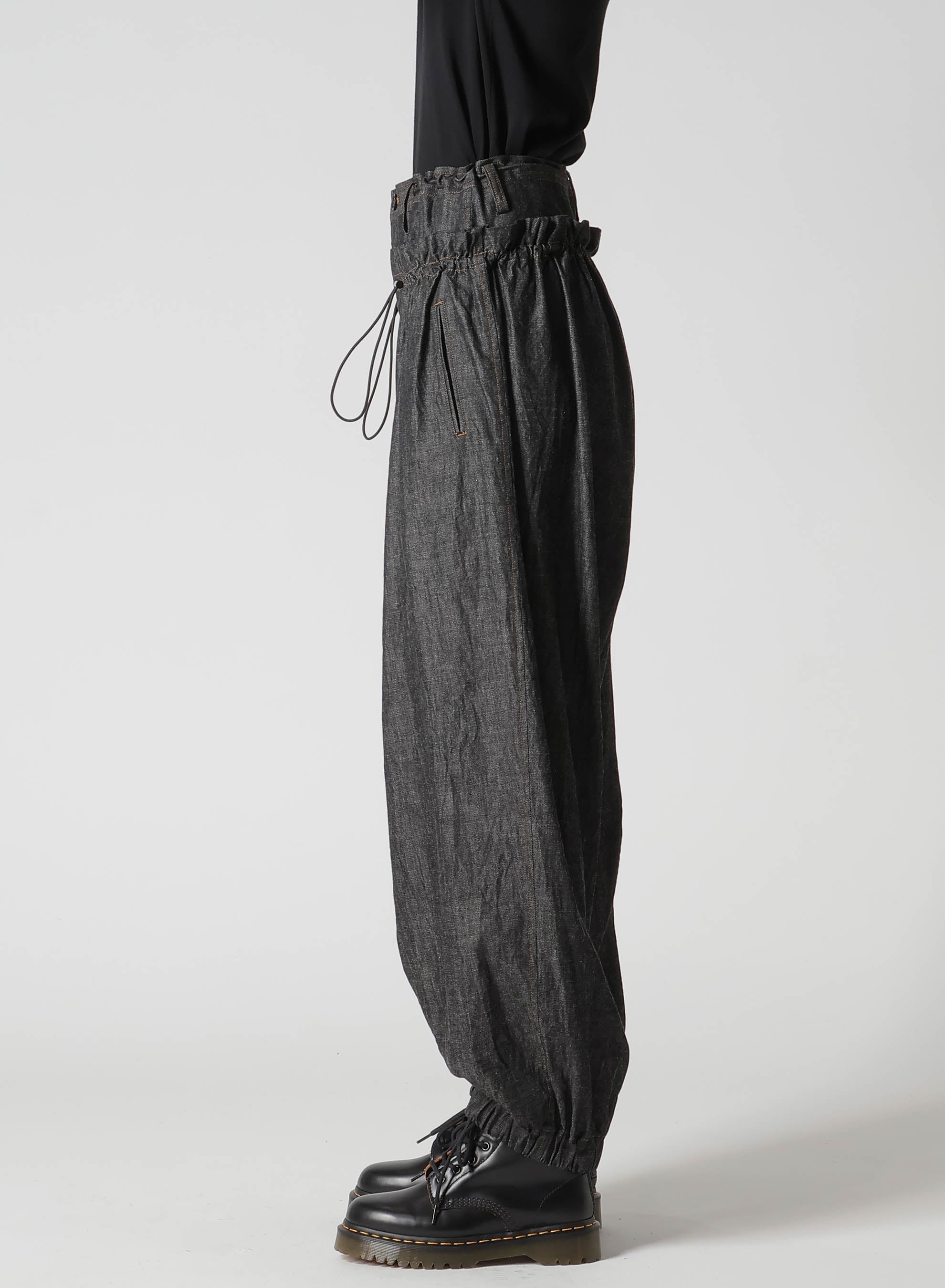 6OZ DENIM DOUBLE ELASTIC WAIST PANTS – THE SHOP YOHJI YAMAMOTO