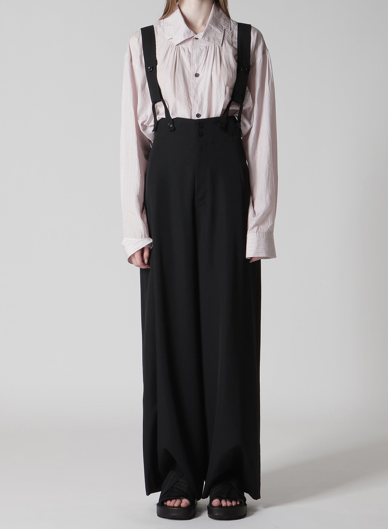 WOOL GABARDINE SUSPENDER PANTS