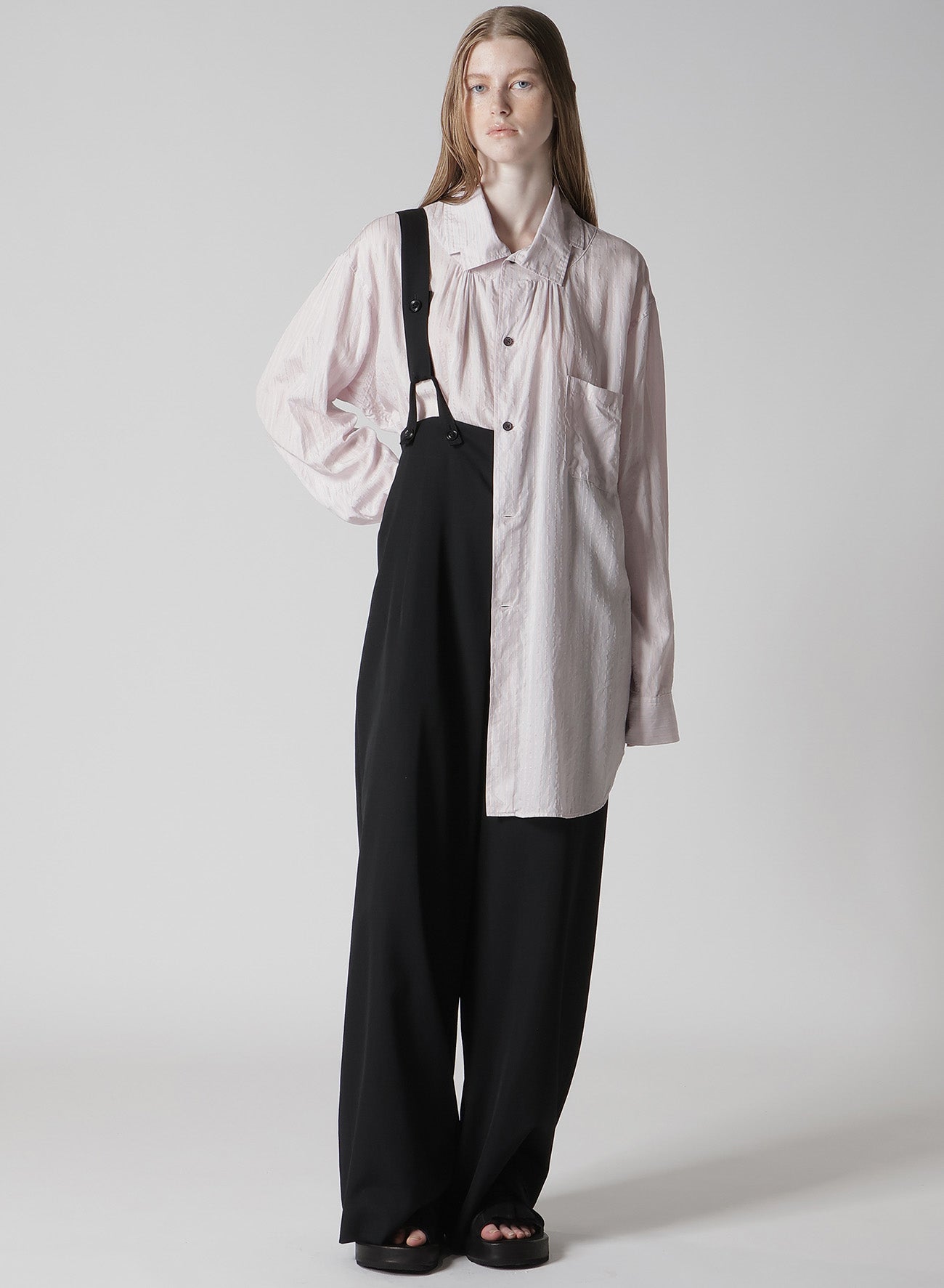 WOOL GABARDINE SUSPENDER PANTS