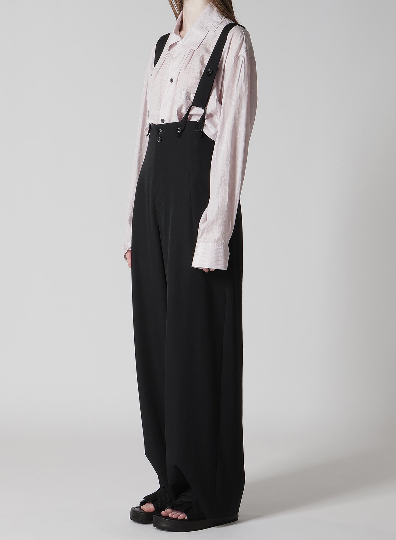WOOL GABARDINE SUSPENDER PANTS