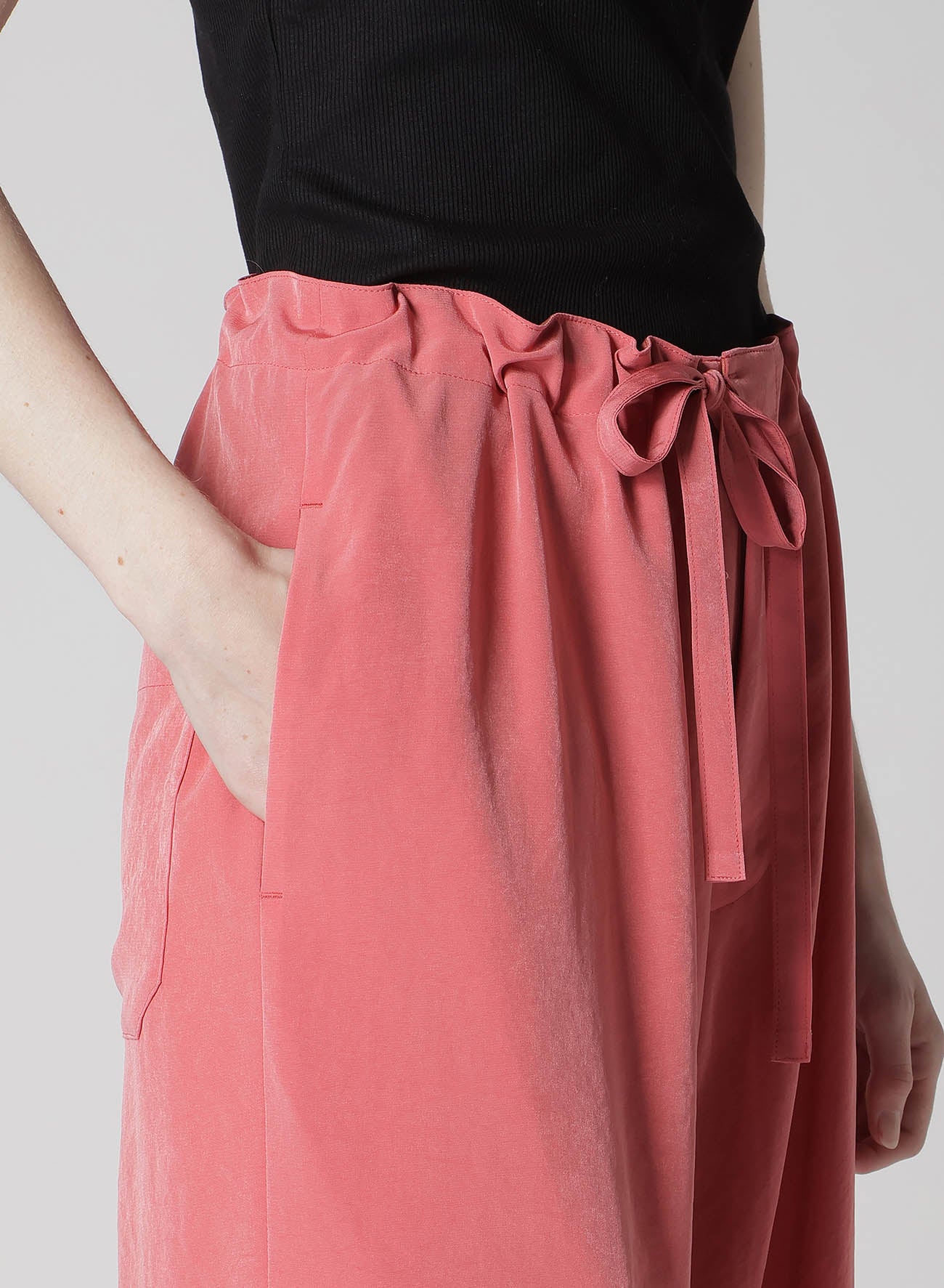 TA/PE CREPE DE CHINE STRING STRAIGHT PANTS