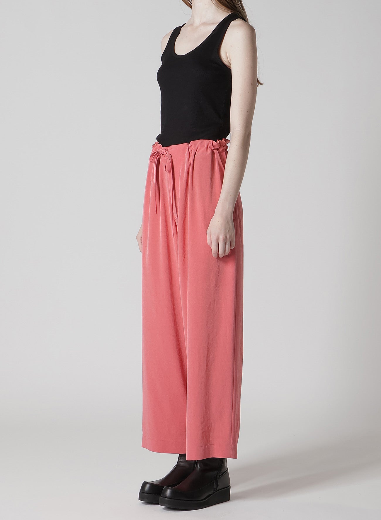 TA/PE CREPE DE CHINE STRING STRAIGHT PANTS