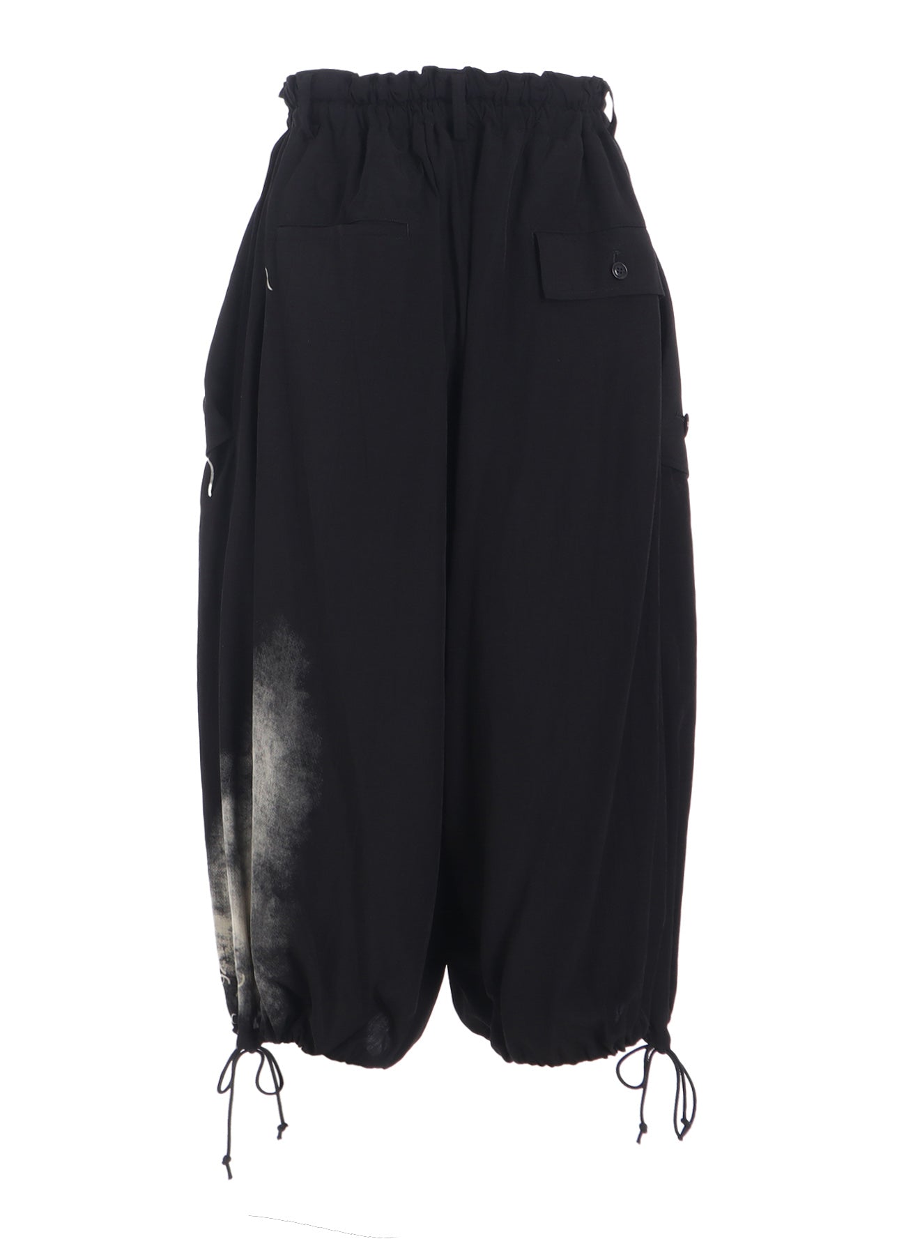 CUPRO DUNGAREE "Y" PRINT ELASTIC-WAIST PANTS